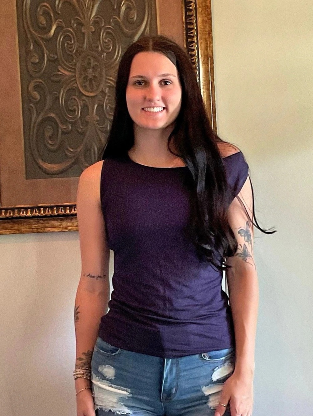Simply Southern Asymmetrical V-Neck Tank Purple Tank Top